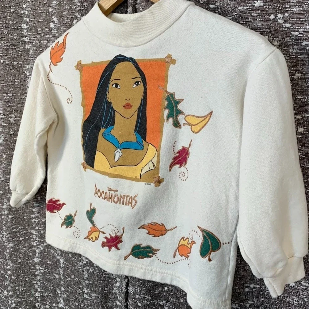 Vintage 90's Pocahontas Crewneck Sweatshirt Disney‎ Graphic Print Youth Size 7/8